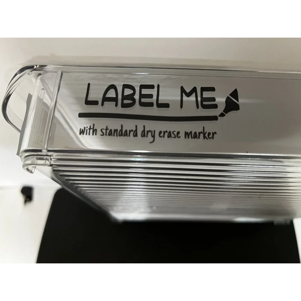 Clear Fridge‎ Organizer Bin w/ Handle 12x11x2 Plastic Storage Container